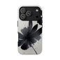 Monochrome Floral Tough Phone Case — Black Ink Flower Protective Cover