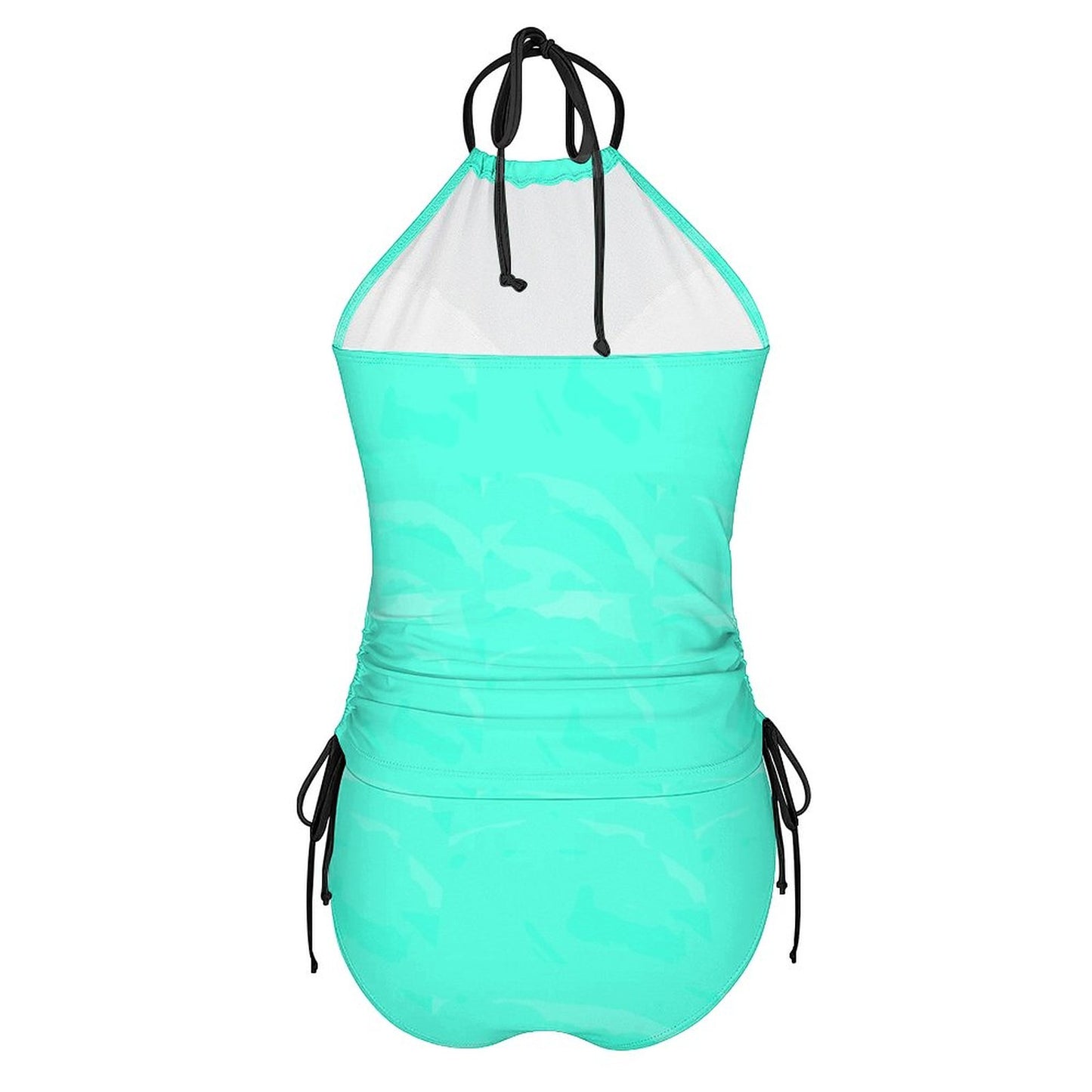 2-Piece Women's Tankini Set with High Neck Halter Top Teal
