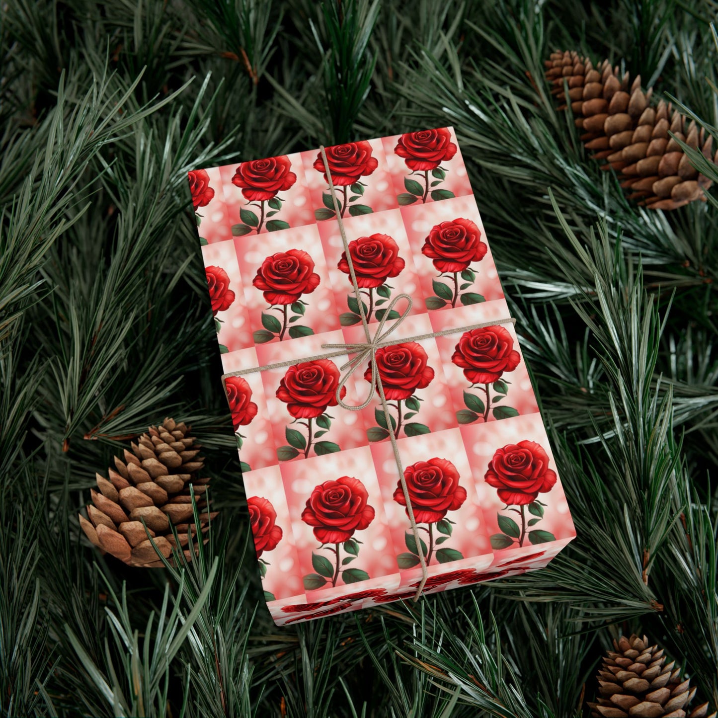 Rose Pattern Gift Wrap Paper — Romantic Floral Wrapping Sheets for Valentines & Anniversaries