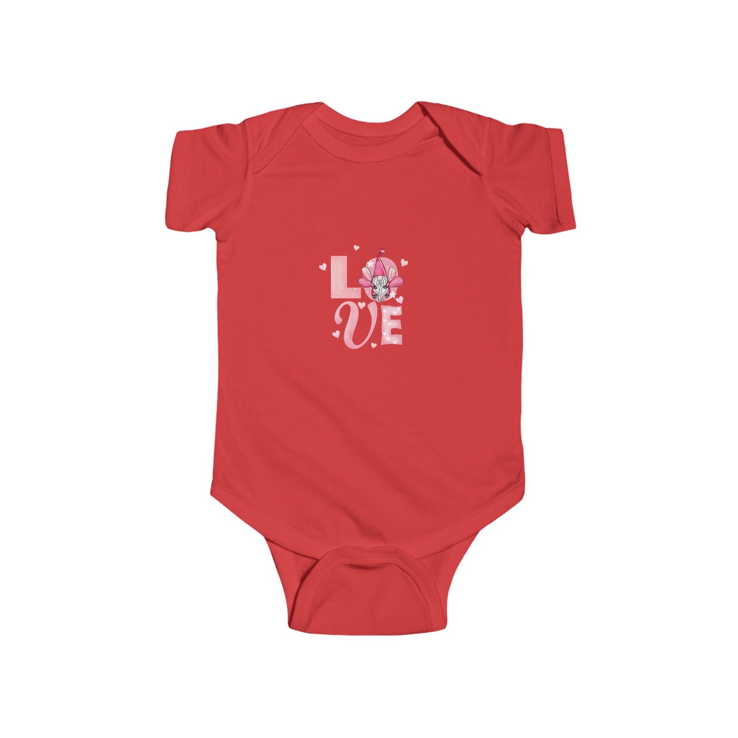 Baby Bodysuit - Pink "LOVE" Floral Design Infant Onesie
