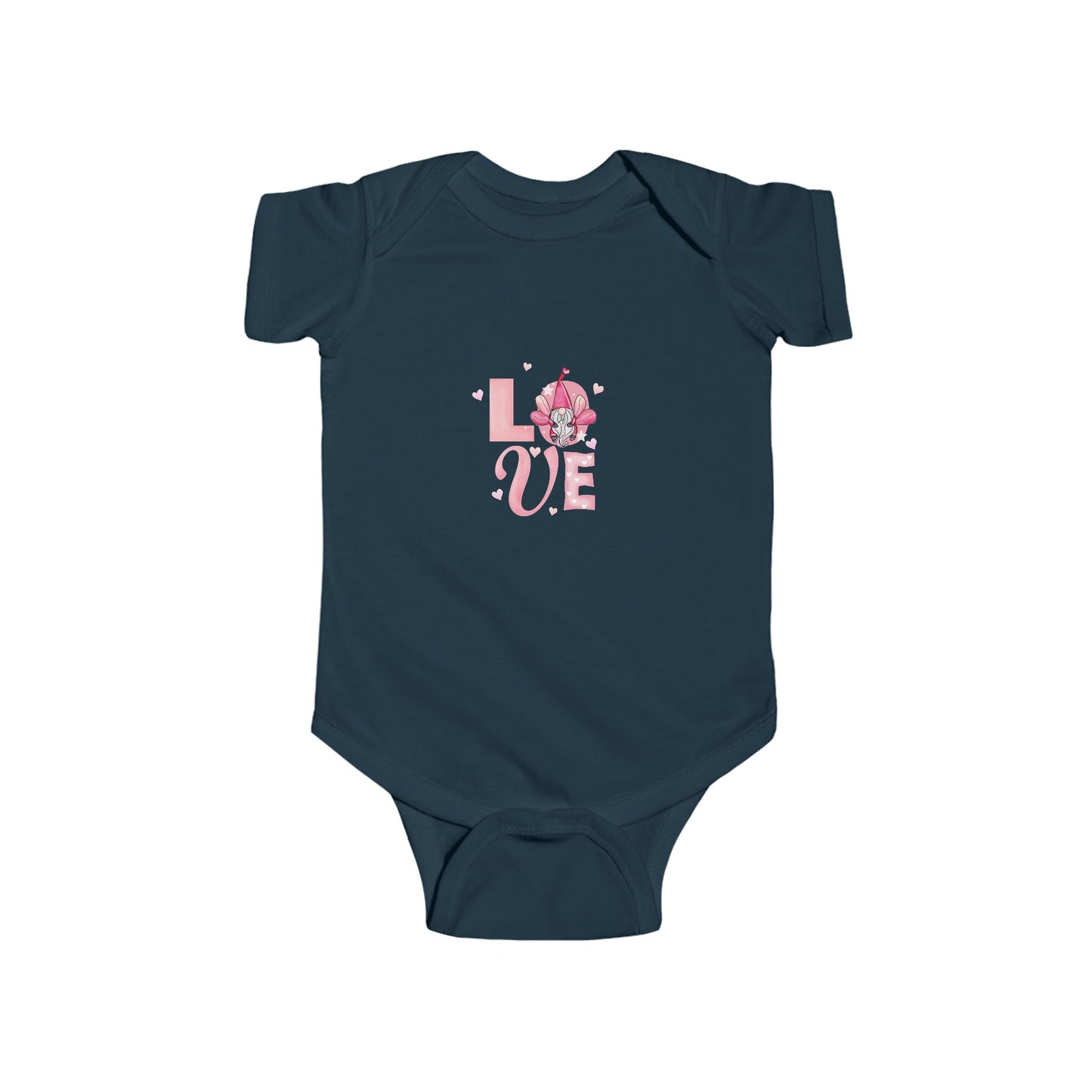 Baby Bodysuit - Pink "LOVE" Floral Design Infant Onesie