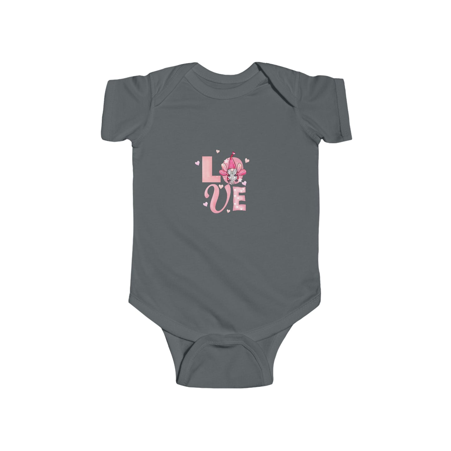 Baby Bodysuit - Pink "LOVE" Floral Design Infant Onesie