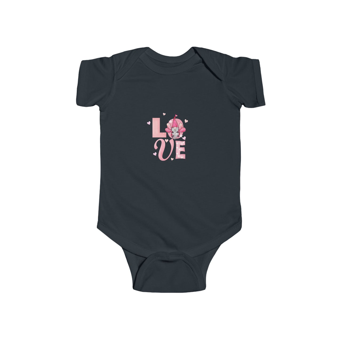 Baby Bodysuit - Pink "LOVE" Floral Design Infant Onesie