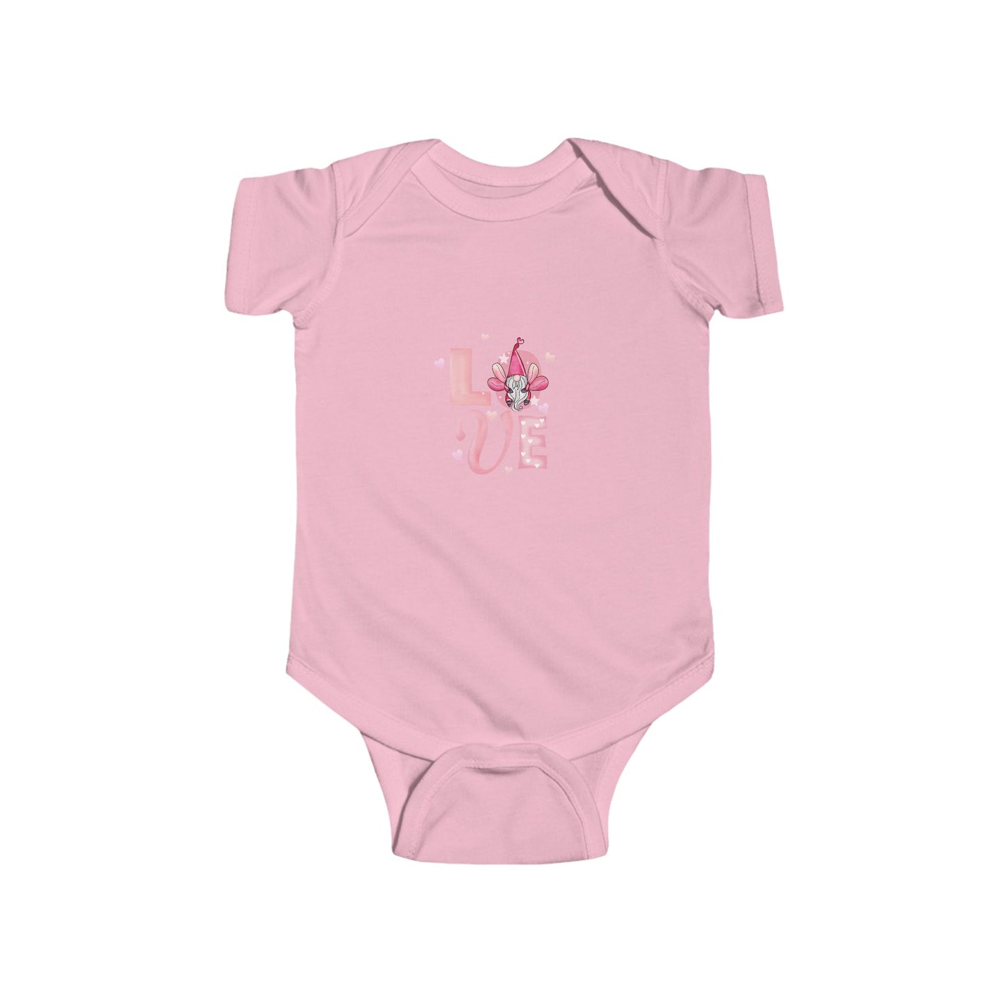 Baby Bodysuit - Pink "LOVE" Floral Design Infant Onesie