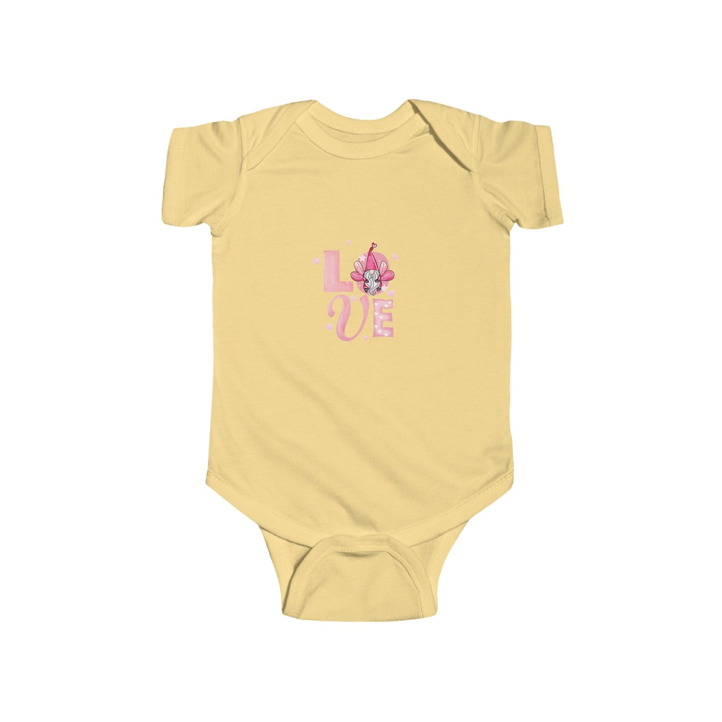Baby Bodysuit - Pink "LOVE" Floral Design Infant Onesie