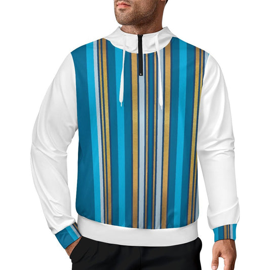 Hooded Zip Sweatshirt - Blue Striped