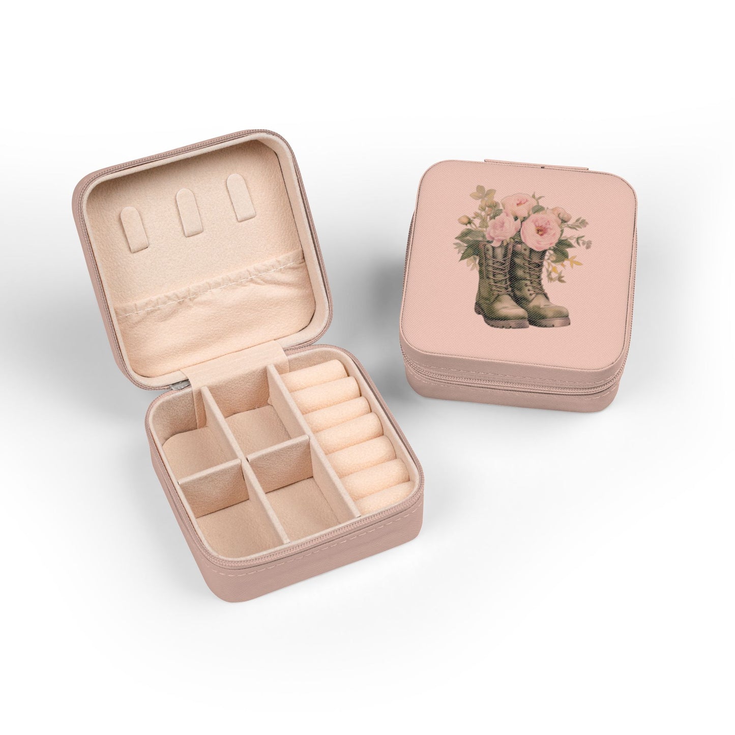 Compact Floral Boots Jewelry Travel Case – Portable Earring & Ring Organizer