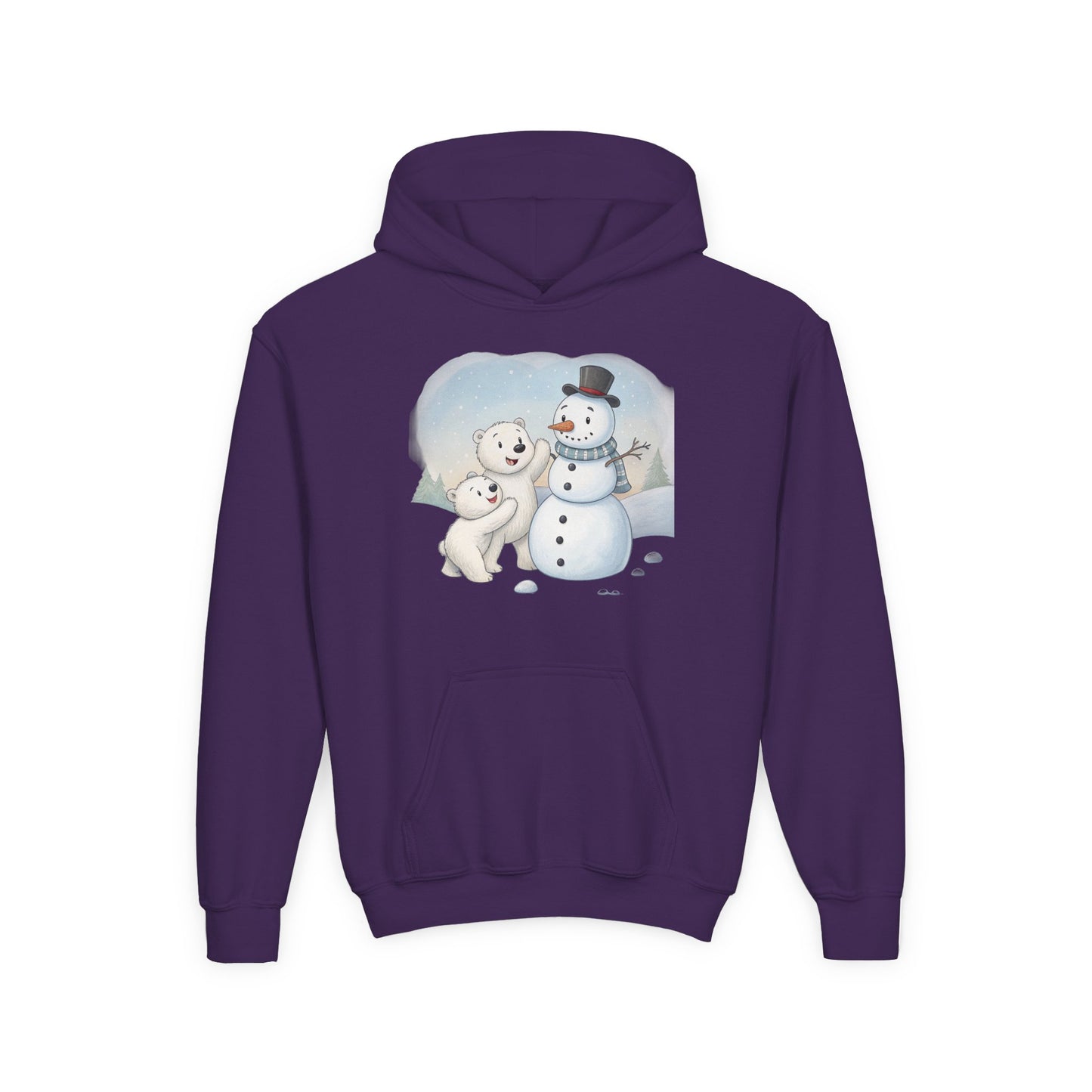 Kids Snowman Hoodie — Cute Polar Bear & Snowman Holiday Sweatshirt