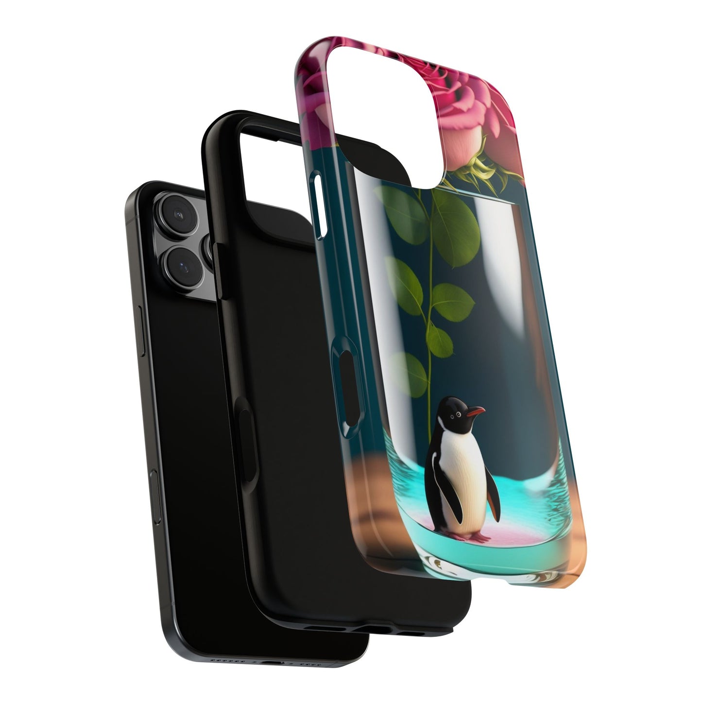 Penguin in a Glass Floral Tough Phone Case — Cute Protective Phone Cover