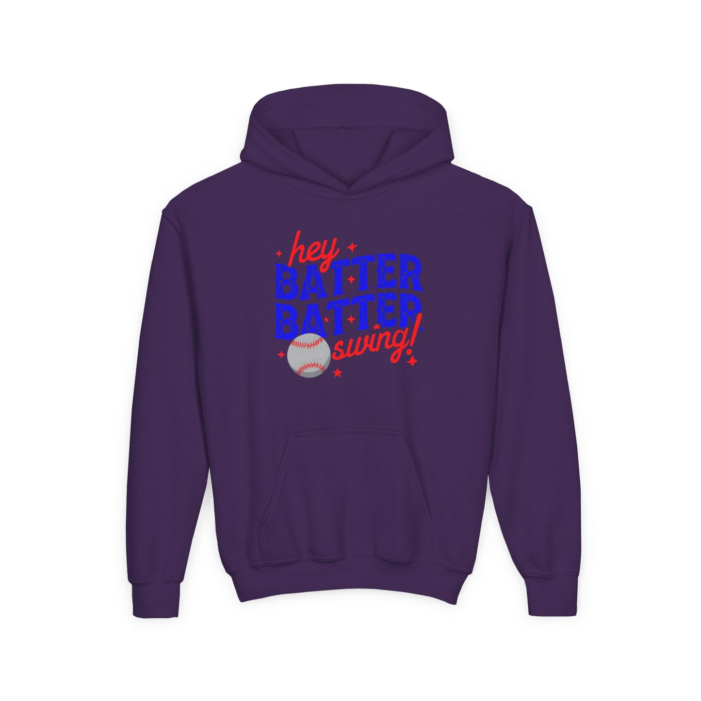 Youth Baseball Hoodie — "Hey Batter Batter Swing!" Graphic