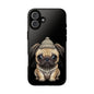Pug Phone Case – Cute Pug Puppy Illustration on Black Tough Case