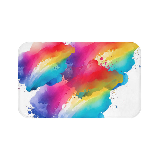 Colorful Watercolor Bath Mat, Rainbow Home Decor, Vibrant Bathroom Accessory, Gift for Art Lovers, Color Splash Floor Mat