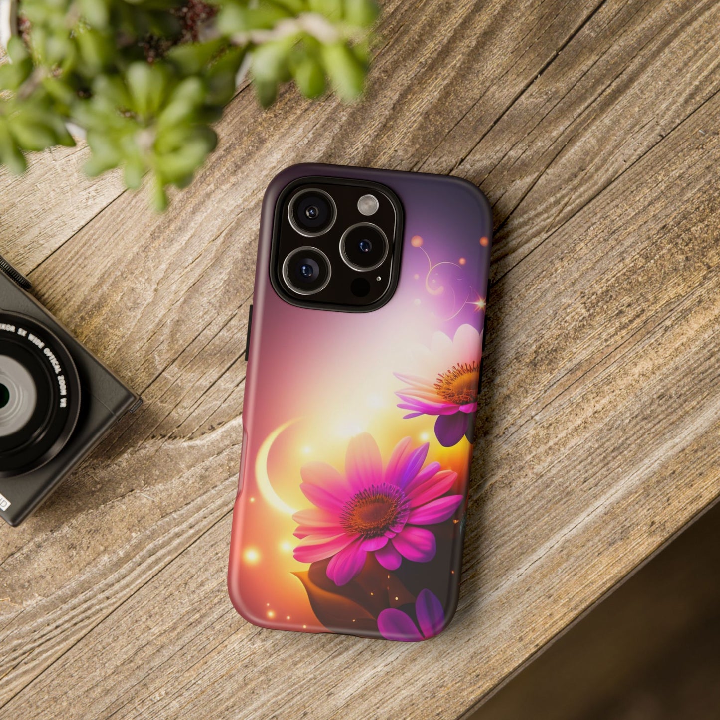 Floral Moonlight Phone Case – Purple Daisy Protective Cover