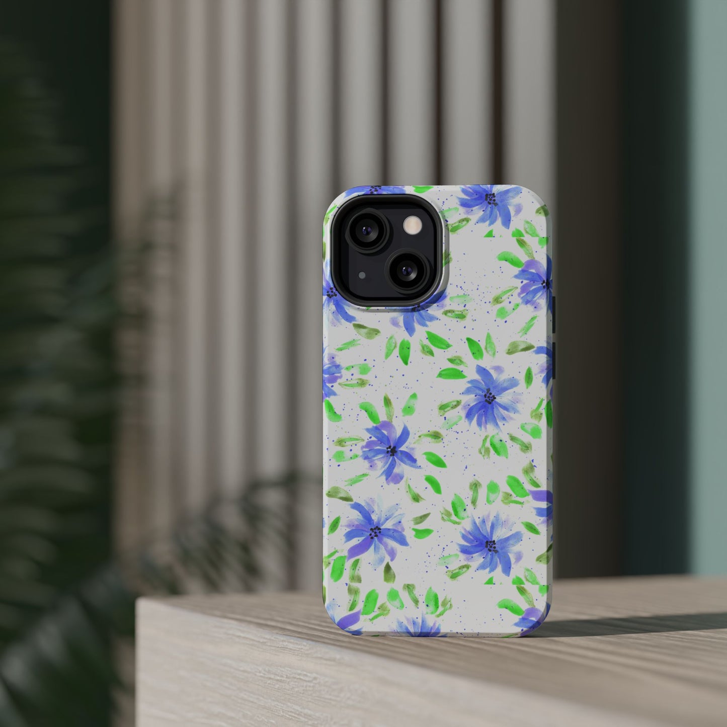 Floral Blue Watercolor Phone Case — Magnetic Impact-Resistant