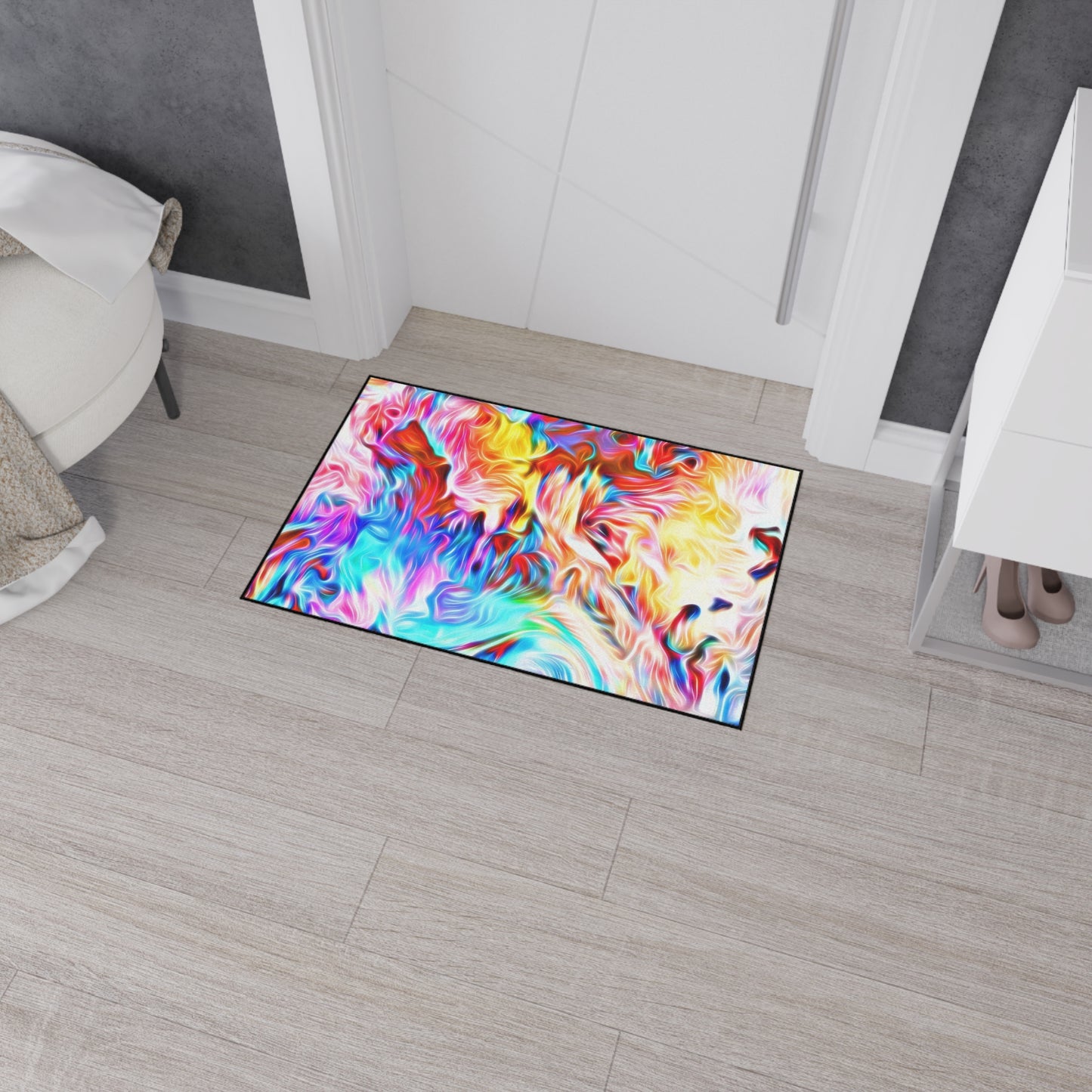 Abstract Swirl Heavy-Duty Floor Mat — Vibrant Colorful Entryway Rug