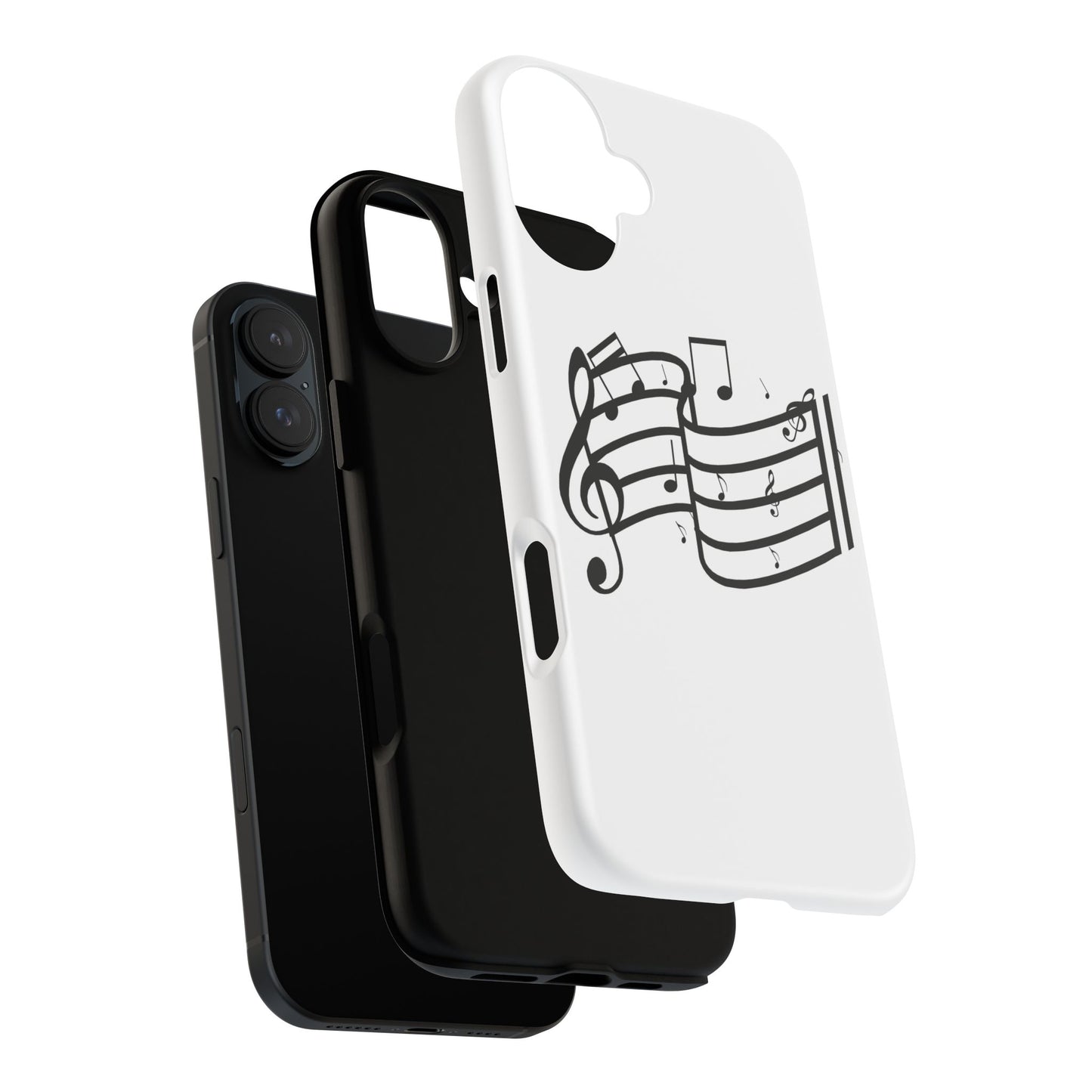 Musical Notes Phone Case — Black Treble Clef Music Staff Tough Case