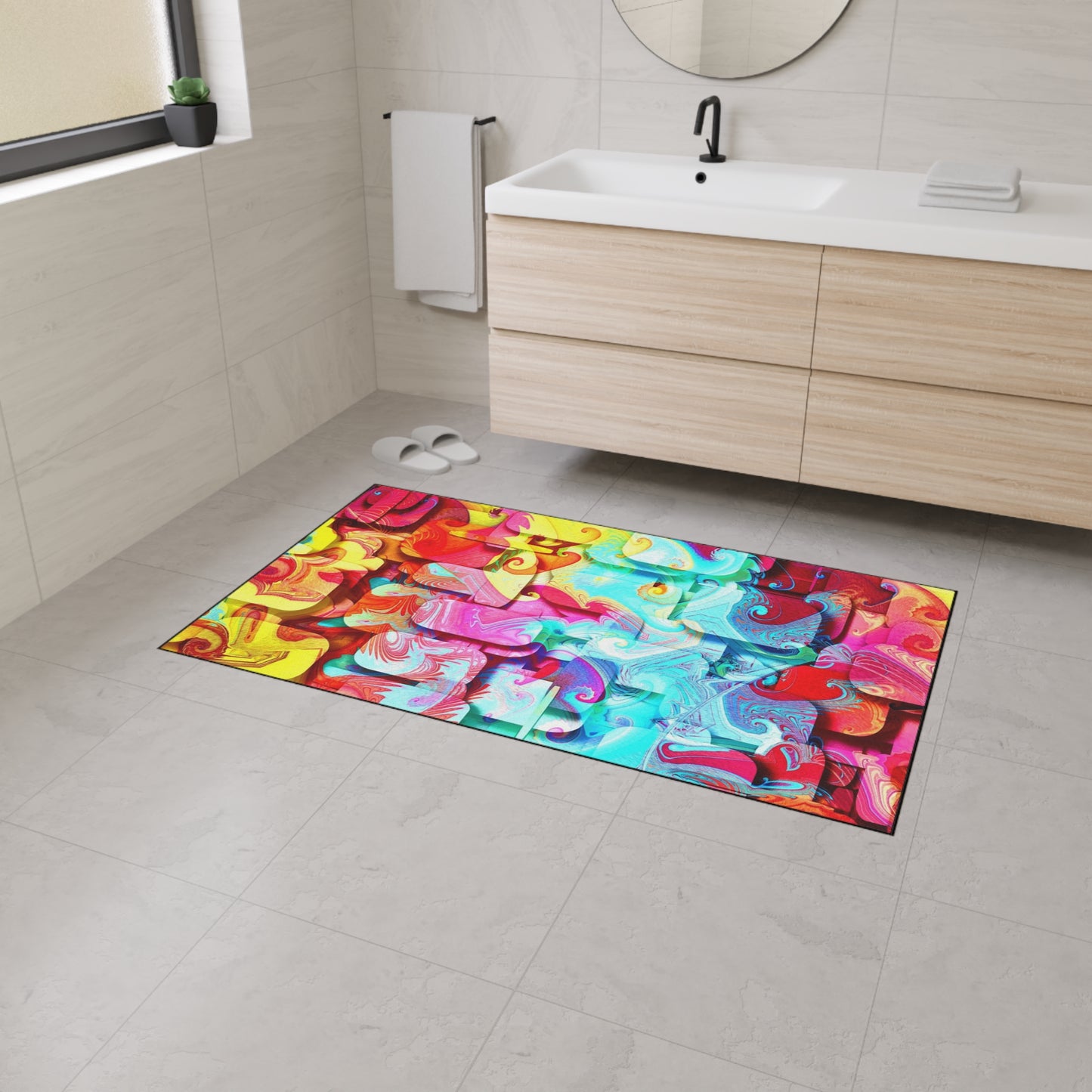 Abstract Color Splash Floor Mat — Heavy Duty Non‑Slip Door Rug