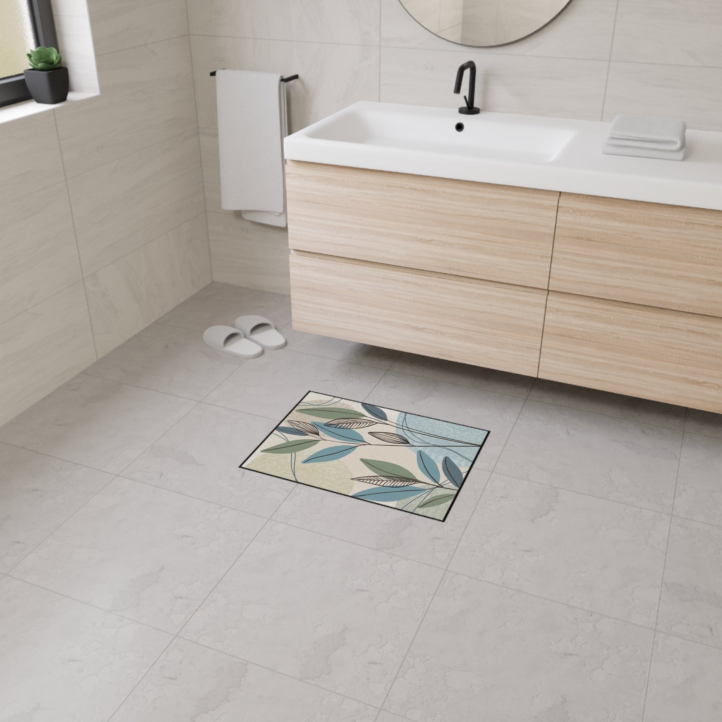 Leaf Pattern Heavy-Duty Floor Mat — Durable Indoor Entry Rug for Kitchen & Mudroom