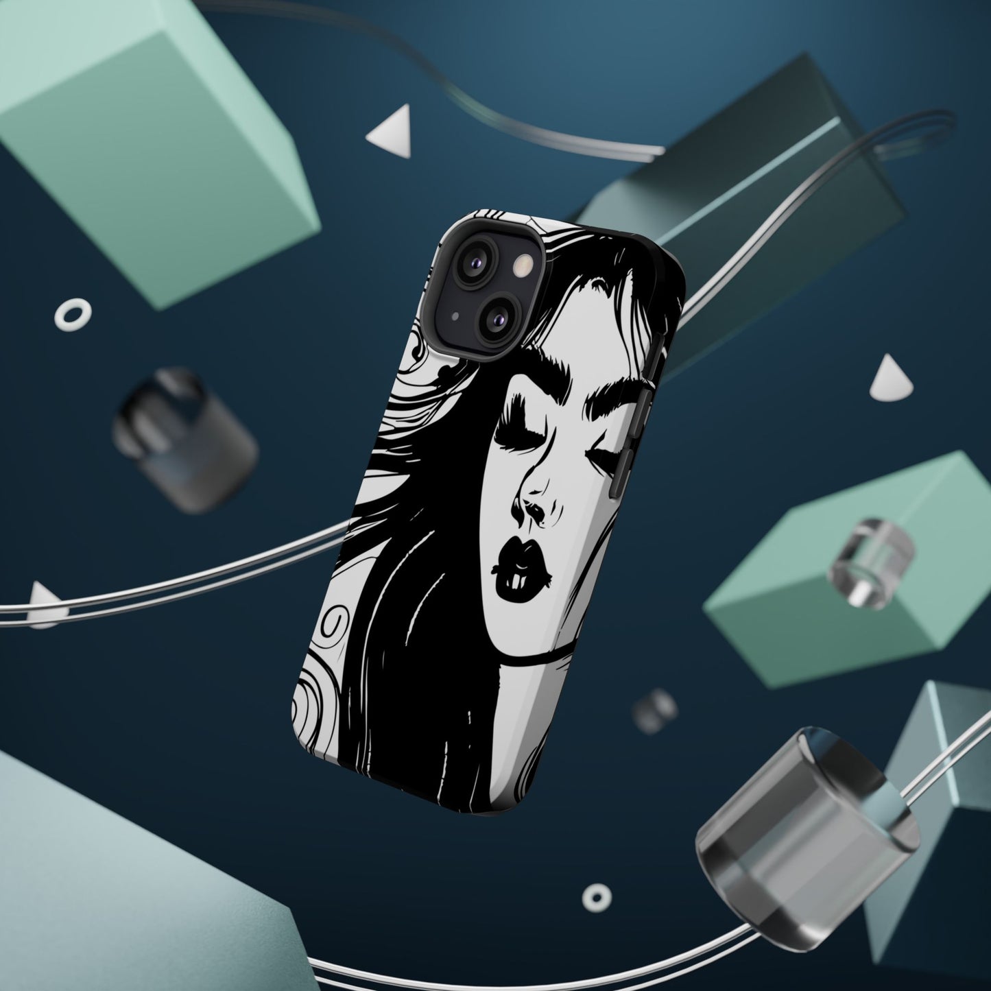 Artistic Black & White Portrait Phone Case — Magnetic Impact-Resistant