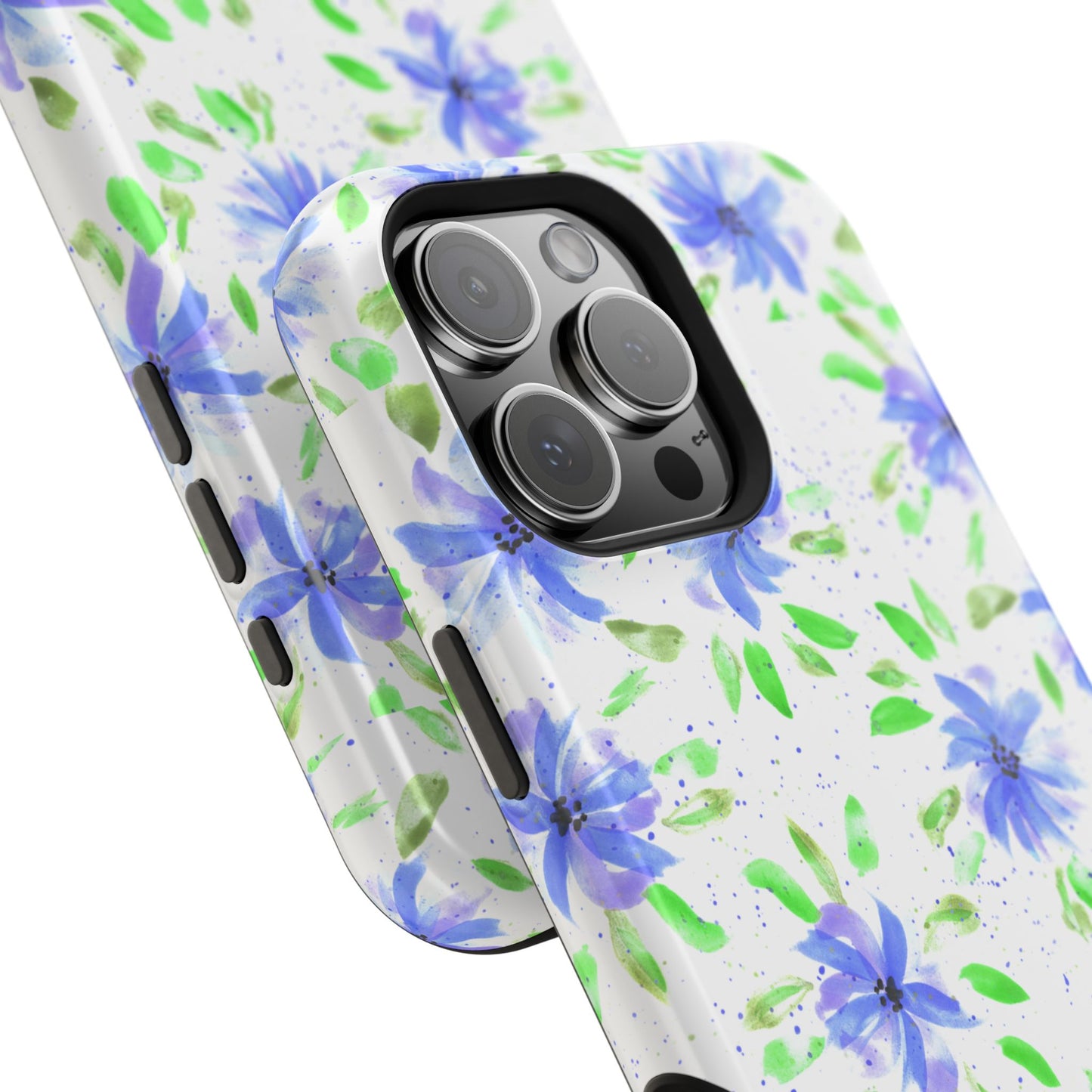 Floral Blue Watercolor Phone Case — Magnetic Impact-Resistant