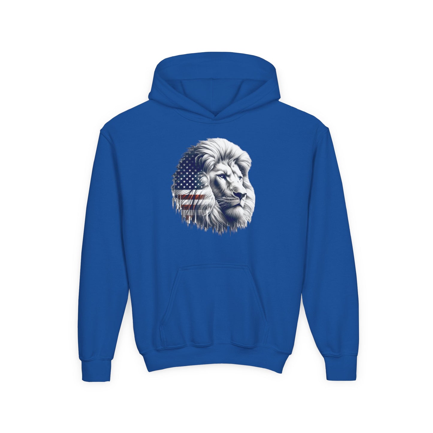 American Flag Lion Hoodie | Patriotic Lion Graphic Youth Sweatshirt