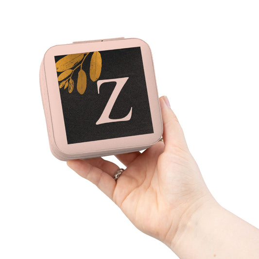 Personalized Monogram Jewelry Travel Case - Compact Pink Ring & Earring Organizer