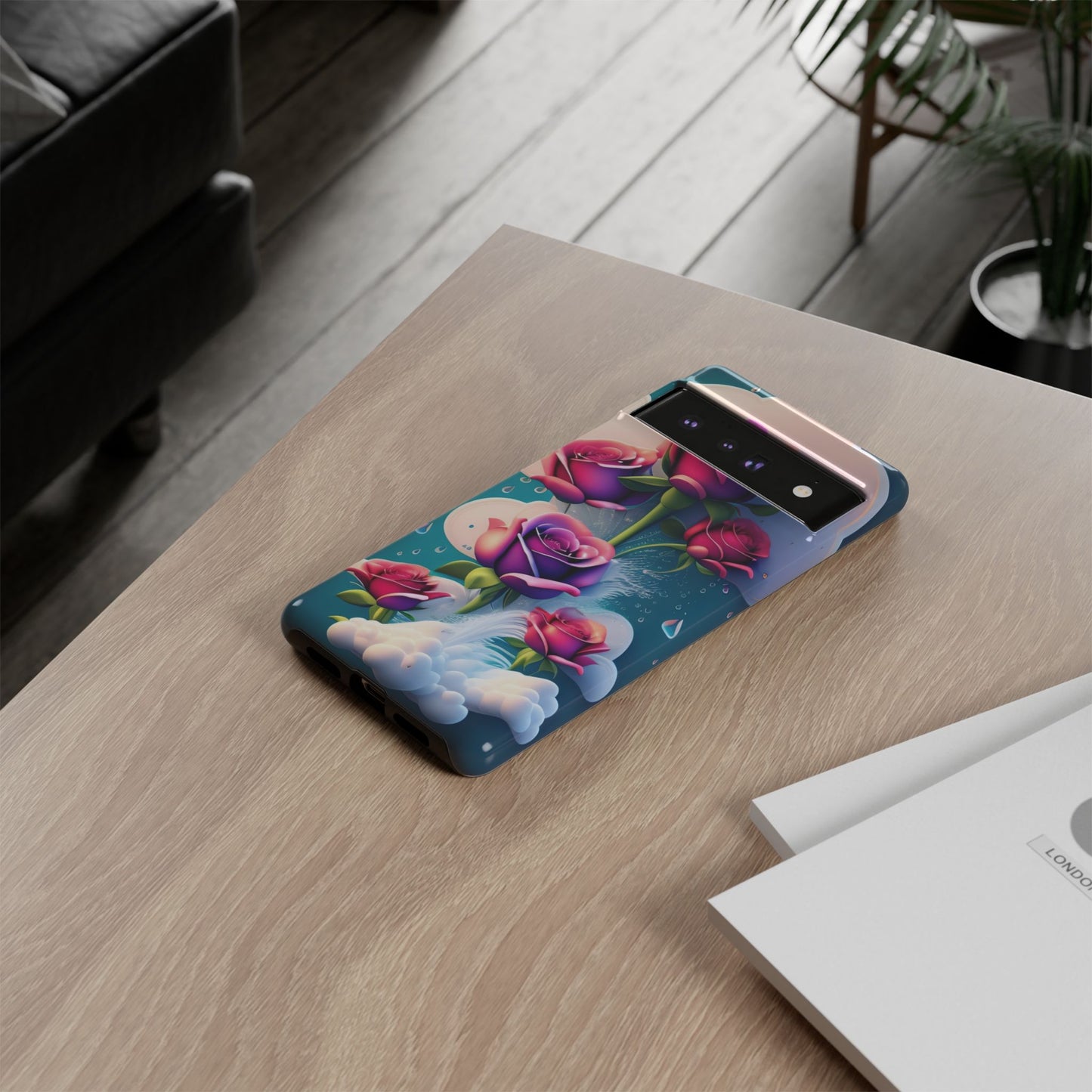 Floral Dream Tough Phone Case — Rose Bouquet Clouds Design