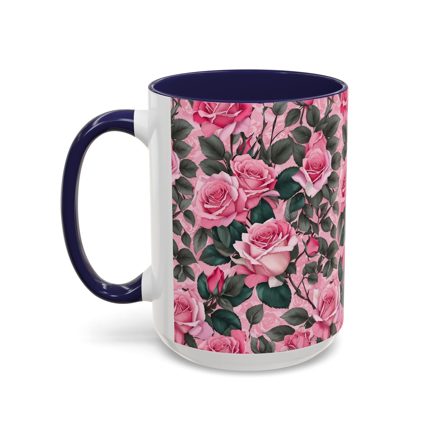 Floral Accent Coffee Mug, Pink Rose Mug, Gift for Her, Tea Cup, Mother's Day Present, Home Decor, Kitchen Essentials