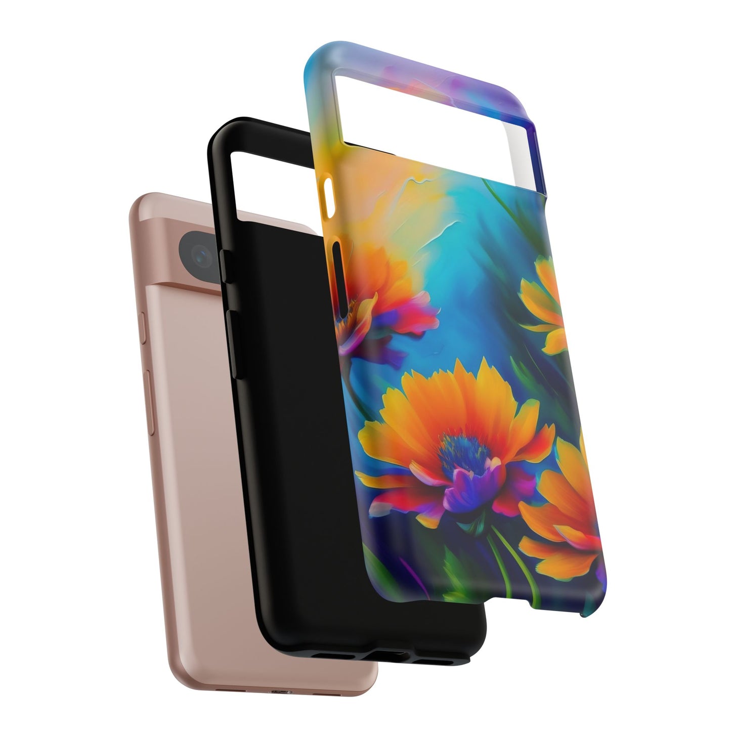 Floral Sunset Tough Phone Case — Vibrant Watercolor Flowers Protective Cover