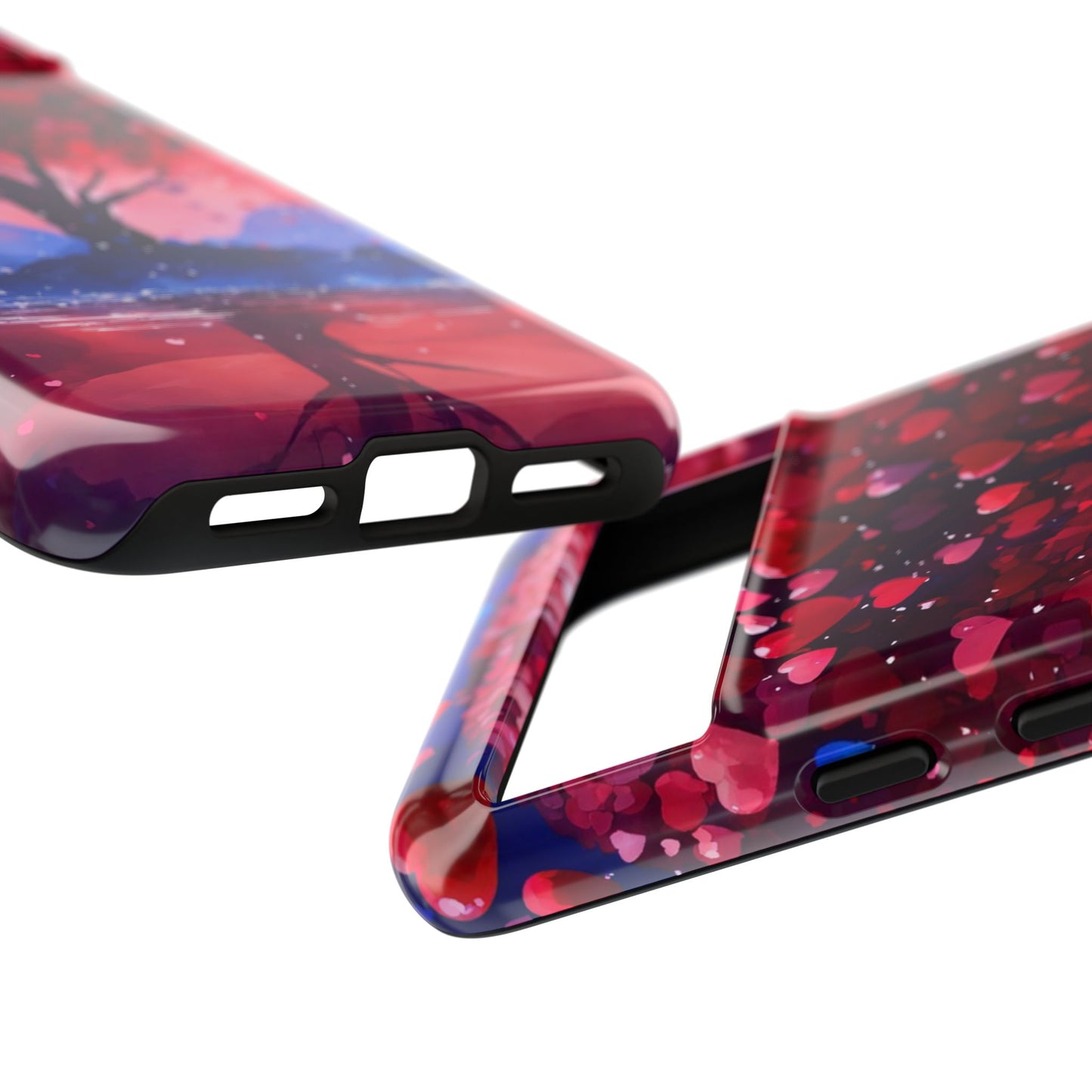 Heart Tree Phone Case — Romantic Red & Blue Protective Tough Case