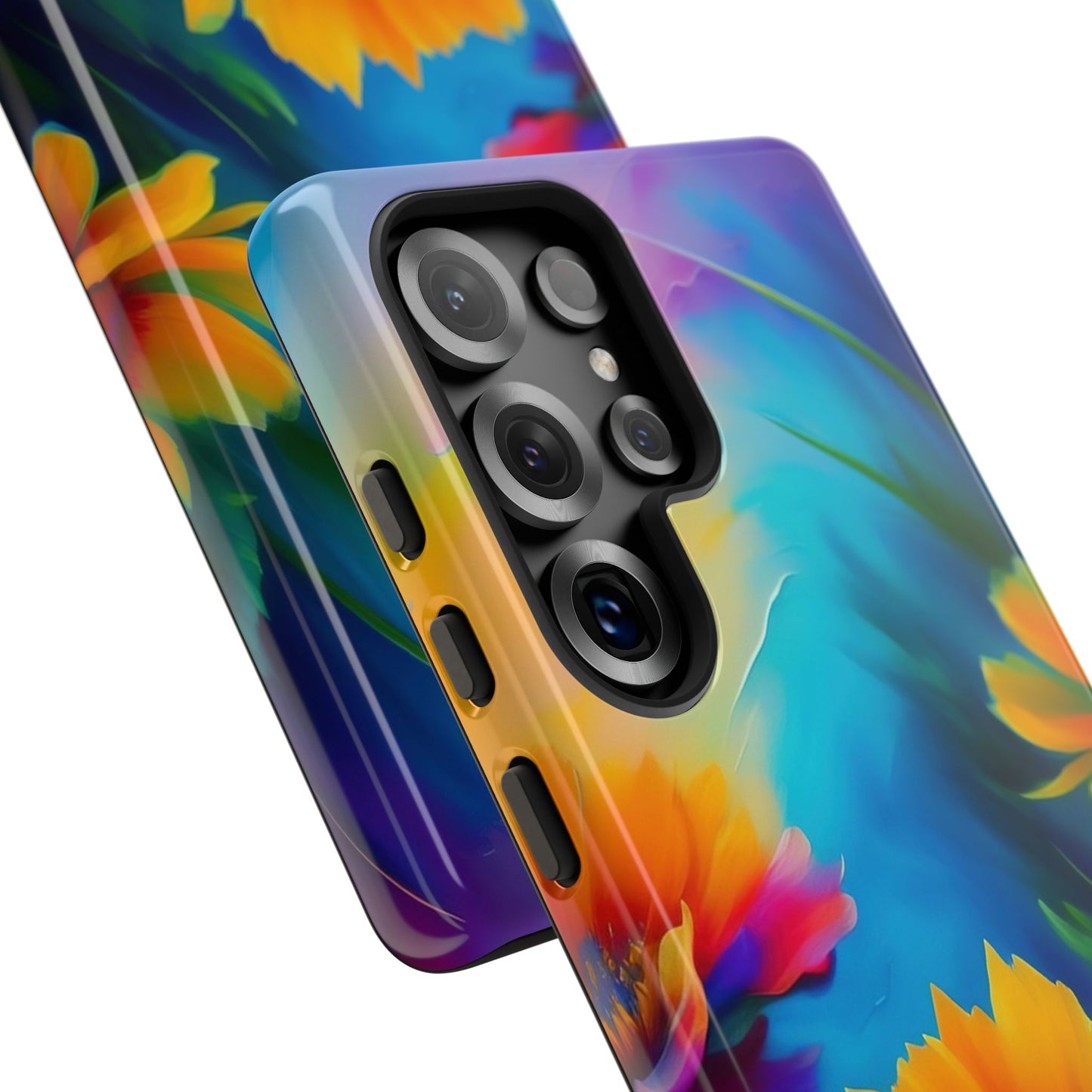 Floral Sunset Tough Phone Case — Vibrant Watercolor Flowers Protective Cover