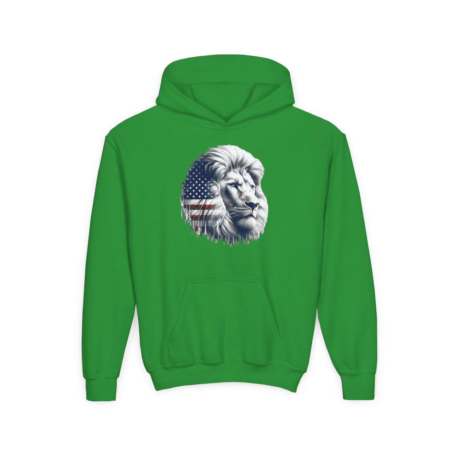 American Flag Lion Hoodie | Patriotic Lion Graphic Youth Sweatshirt