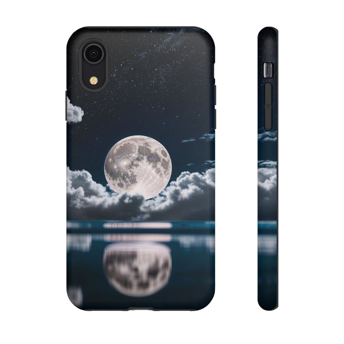 Moonlit Reflection Phone Case — Night Sky Moon & Clouds Tough Case