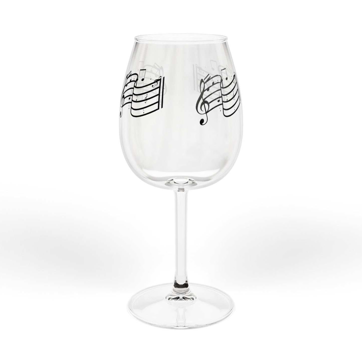 Music Note Wine Glass — 12oz Stemmed Glass with Musical Staff Design