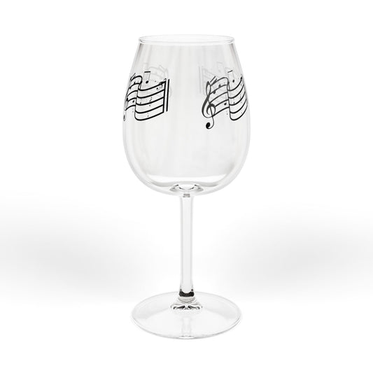 Music Note Wine Glass — 12oz Stemmed Glass with Musical Staff Design