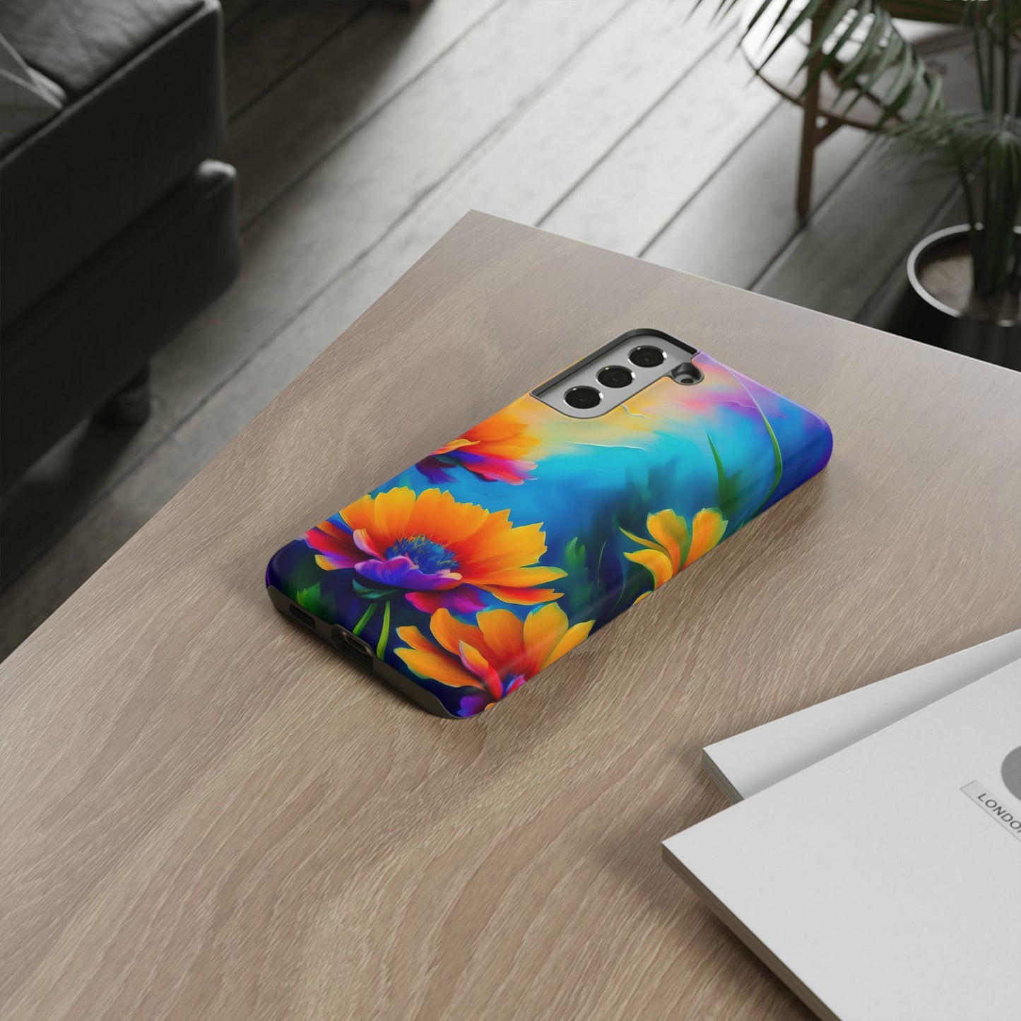 Floral Burst Tough Phone Case — Vibrant Watercolor Flowers Protective Cover