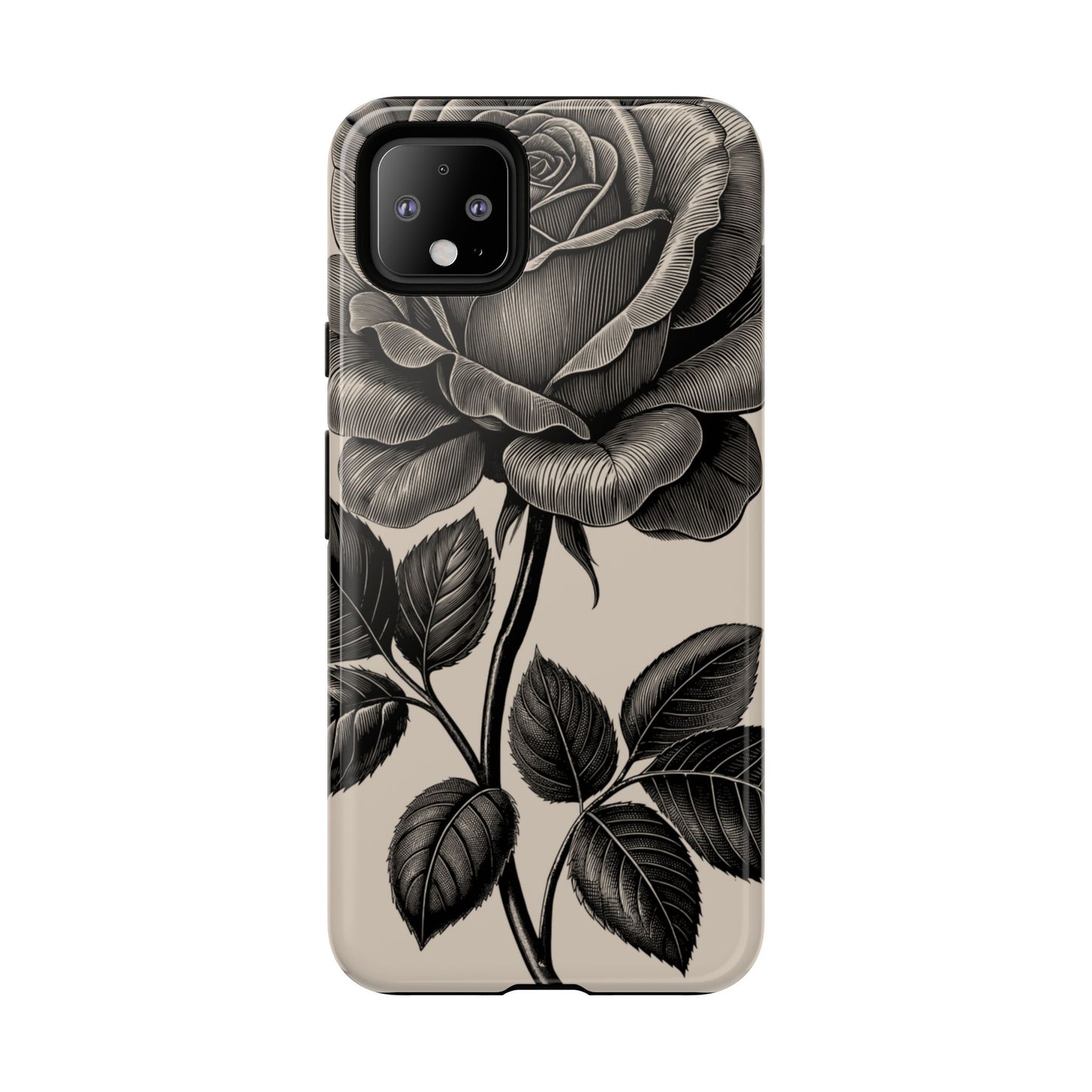 Black Rose Phone Case, Tough Cases with Floral Design, Elegant Tech Accessory, Gift for Flower Lovers, Stylish Protection