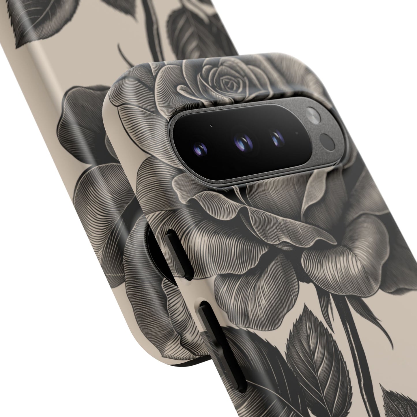 Black Rose Phone Case, Tough Cases with Floral Design, Elegant Tech Accessory, Gift for Flower Lovers, Stylish Protection