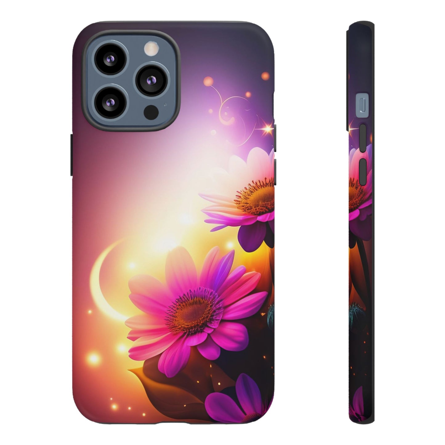 Floral Moonlight Phone Case – Purple Daisy Protective Cover