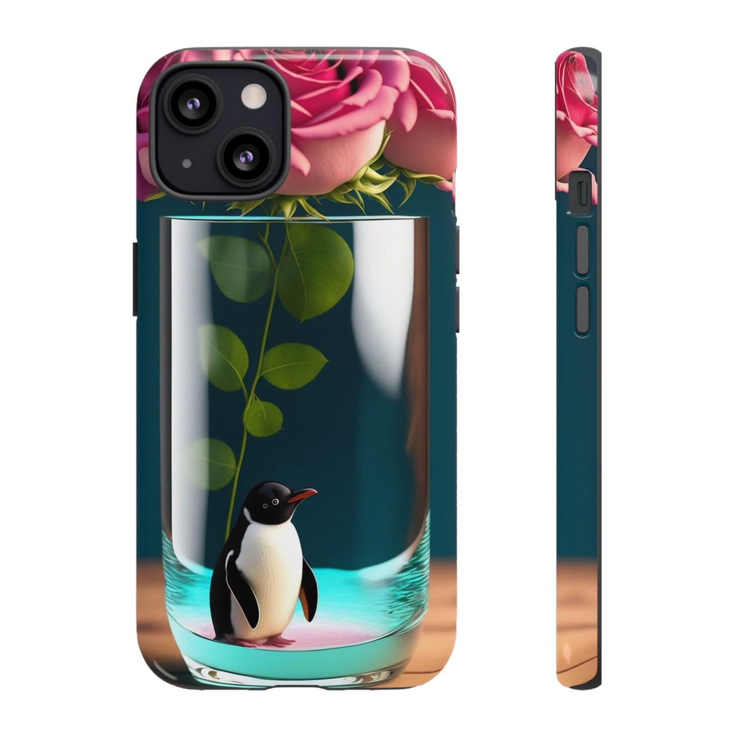 Penguin in a Glass Floral Tough Phone Case — Cute Protective Phone Cover