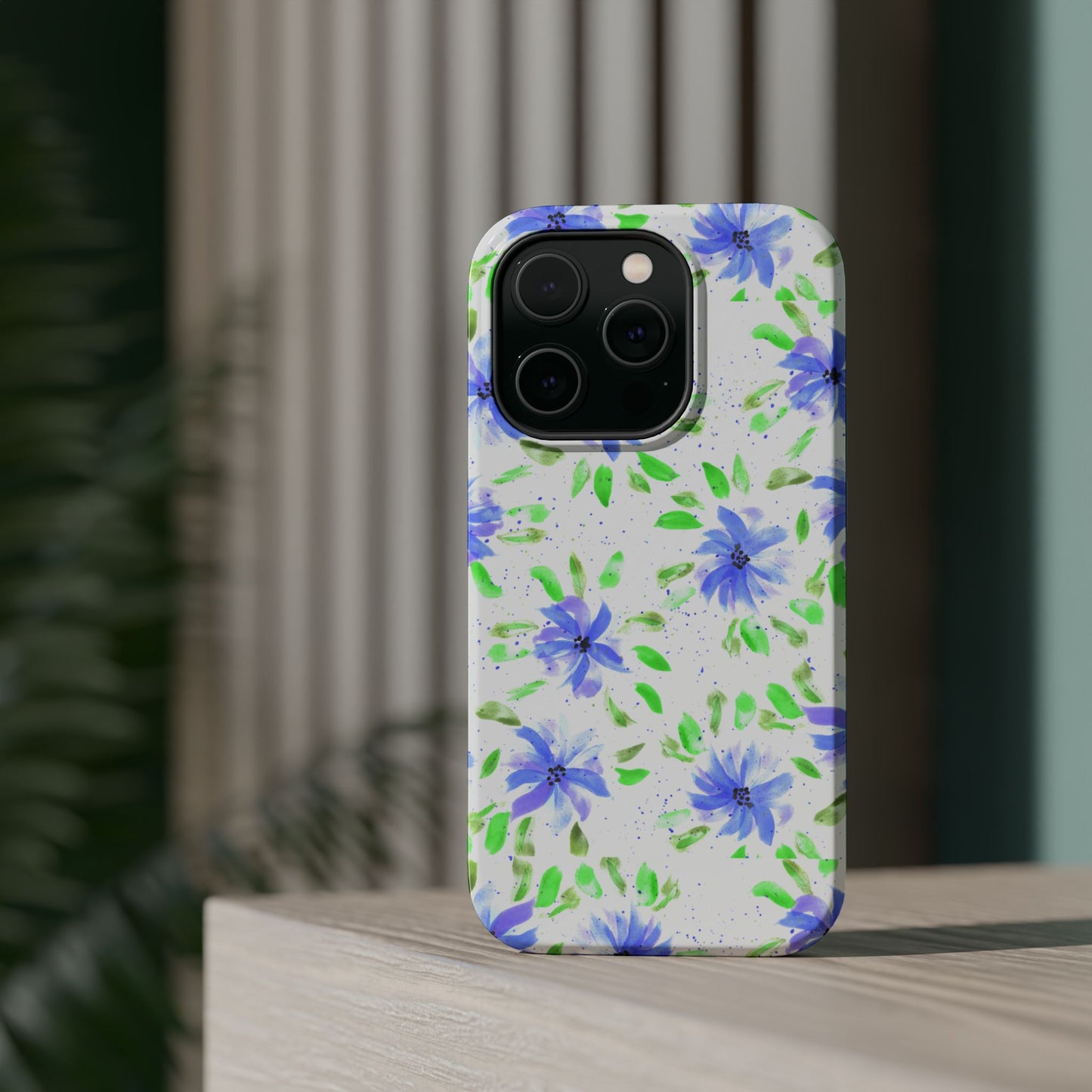 Floral Blue Watercolor Phone Case — Magnetic Impact-Resistant