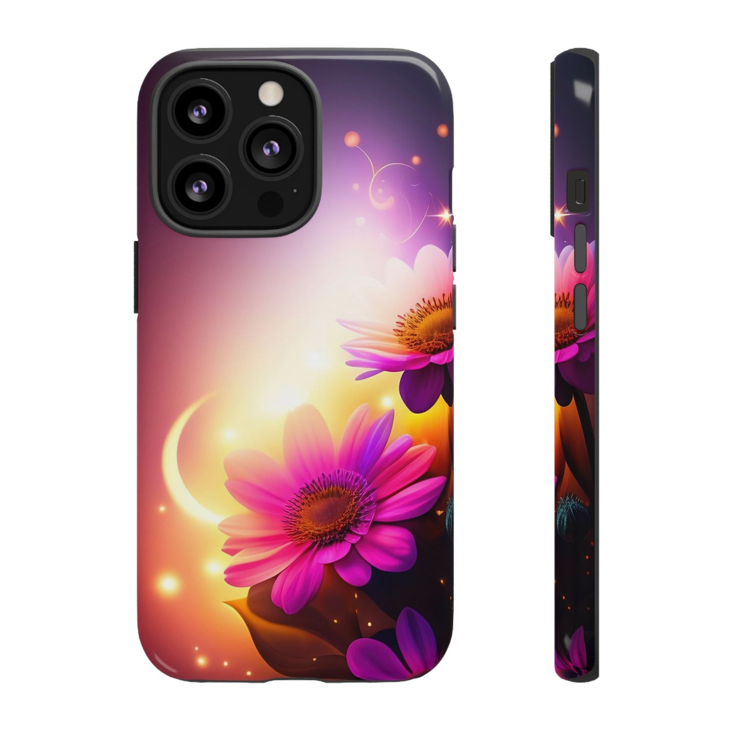 Floral Moonlight Phone Case – Purple Daisy Protective Cover