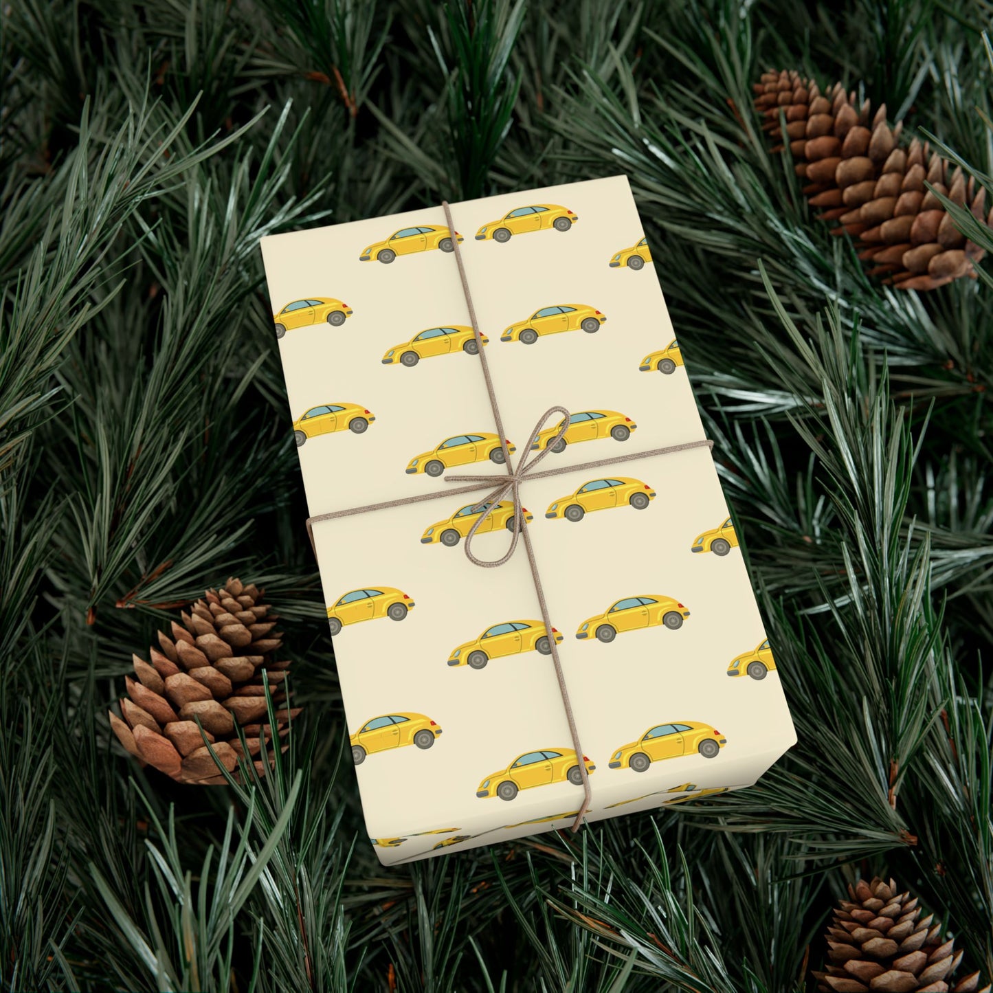 Taxi Pattern Gift Wrap Paper — Yellow Cab Wrapping Sheets for Car Lovers