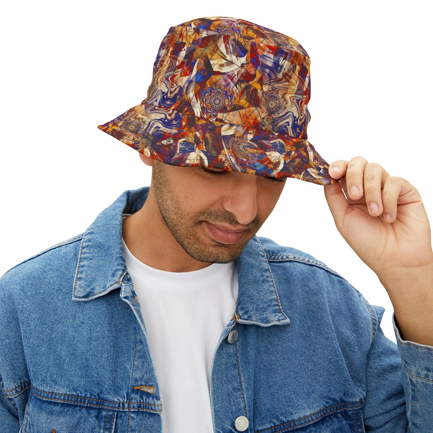 Abstract Autumn Swirl Bucket Hat — Colorful Psychedelic All-Over-Print