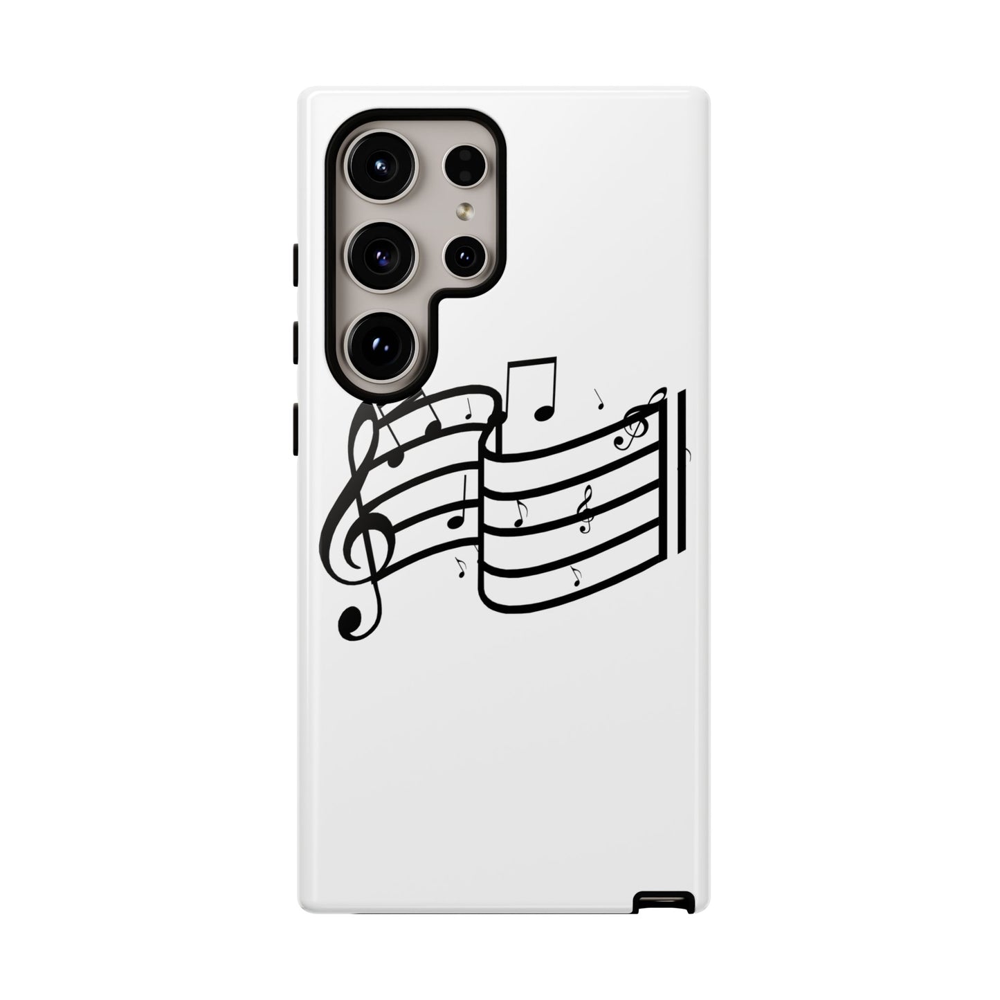 Musical Notes Phone Case — Black Treble Clef Music Staff Tough Case