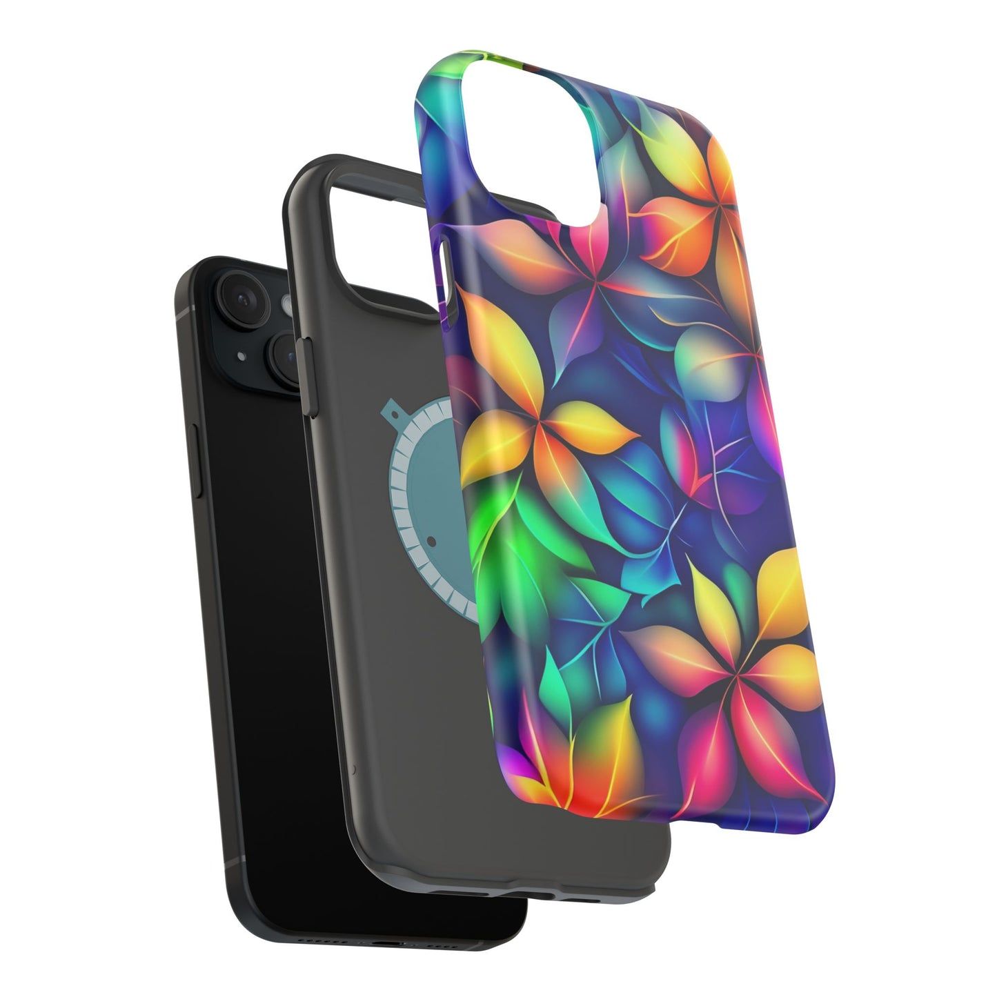 Floral Prism Magnetic Impact-Resistant Phone Case — Colorful Gradient Petal Design