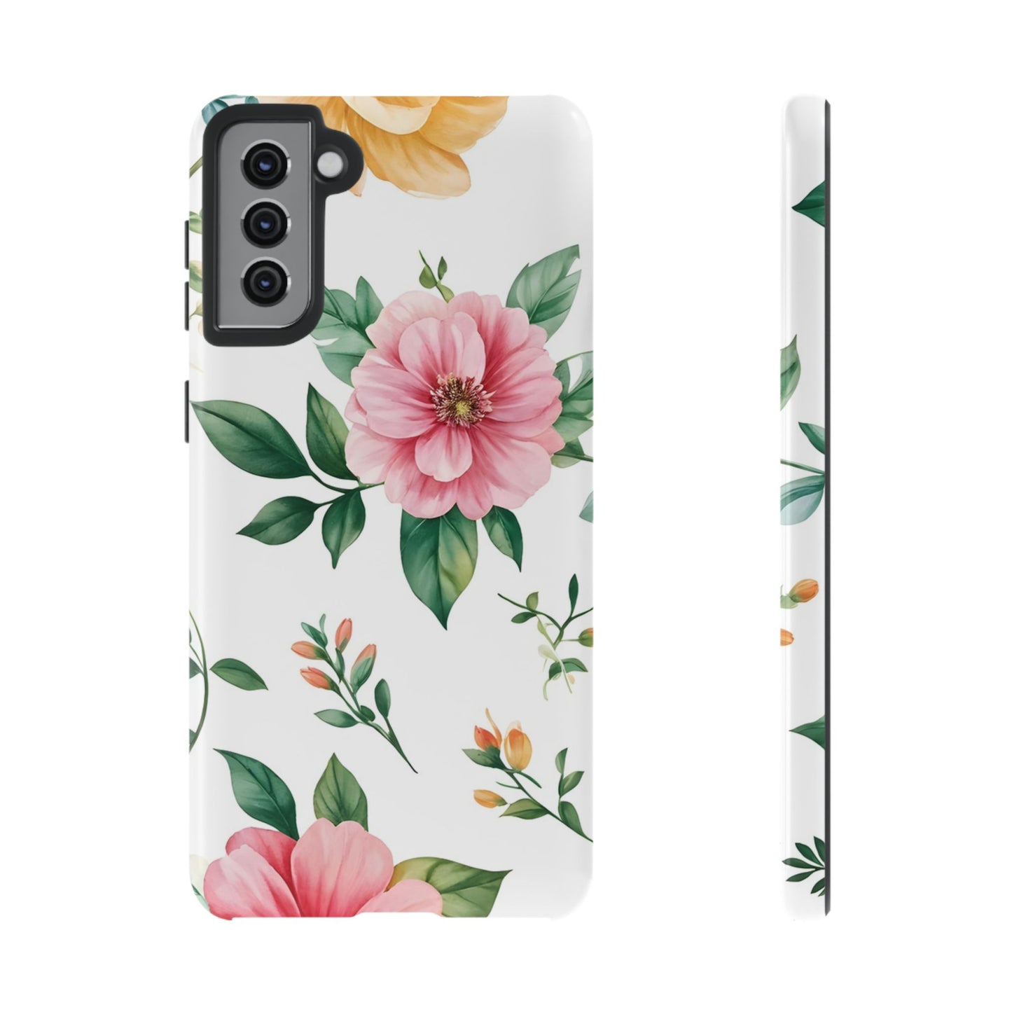 Floral Tough Phone Case — Pink Peony Protective Phone Cover