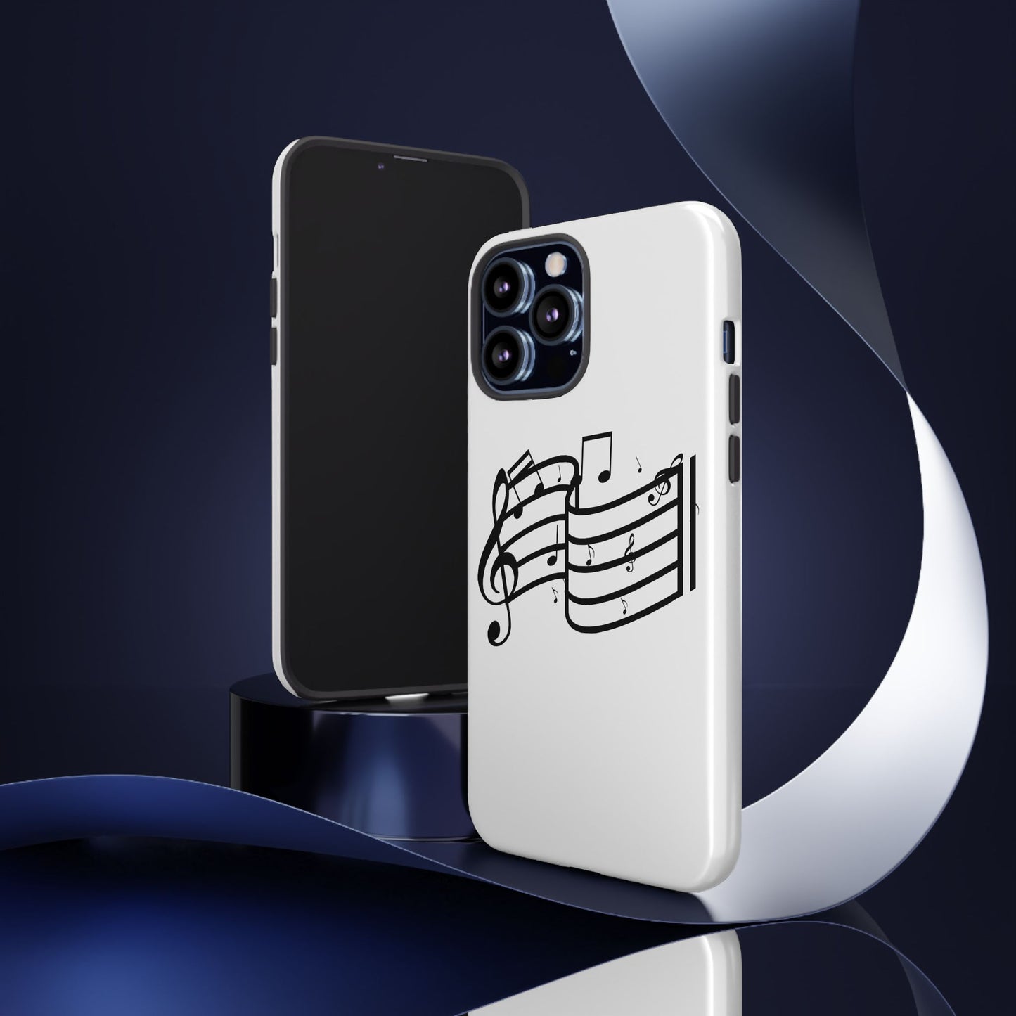 Musical Notes Phone Case — Black Treble Clef Music Staff Tough Case
