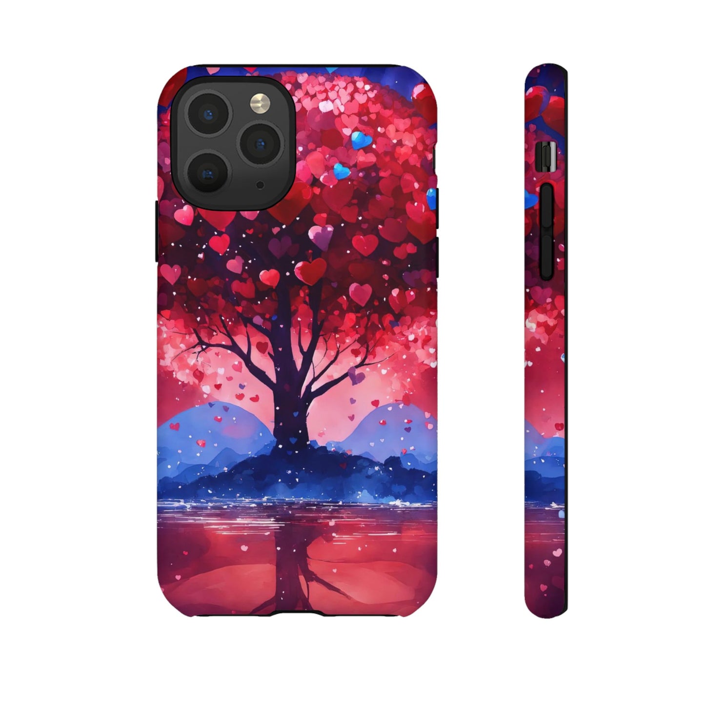 Heart Tree Phone Case — Romantic Red & Blue Protective Tough Case