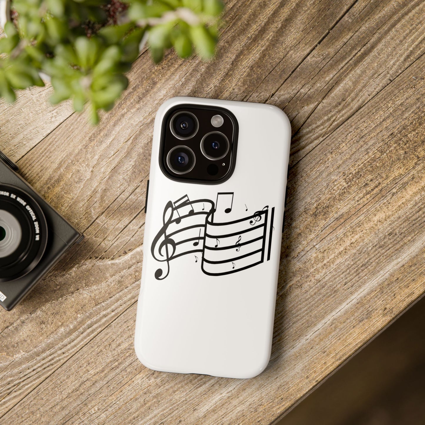 Musical Notes Phone Case — Black Treble Clef Music Staff Tough Case